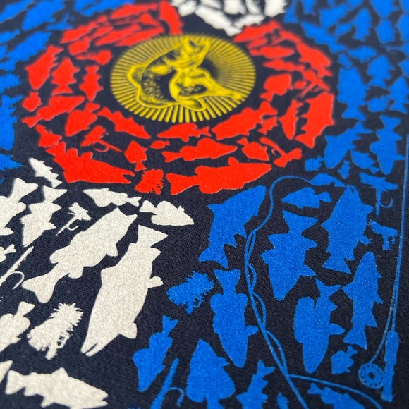 Colorado State Flag Hoodie Women's Large Fishing Themed Hooded Sweatshirt Blue - Picture 2 of 9